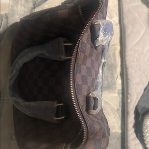 Elegant Brown Checkered Men's Duffel Bag